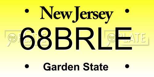 68BRLE New Jersey License Plate