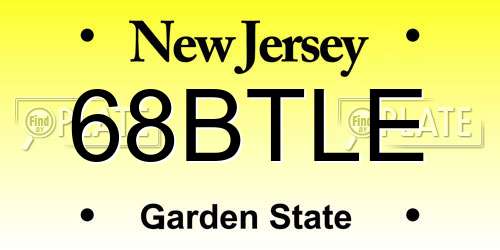 68BTLE New Jersey License Plate