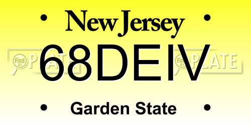 68DEIV New Jersey License Plate