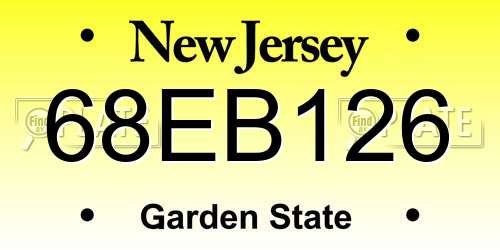 68EB126 New Jersey License Plate