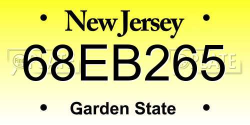 68EB265 New Jersey License Plate