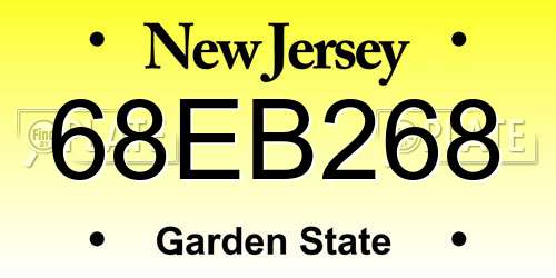 68EB268 New Jersey License Plate
