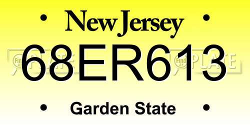68ER613 New Jersey License Plate