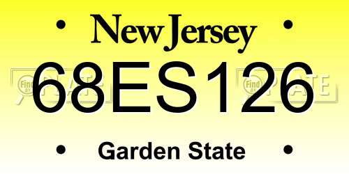 68ES126 New Jersey License Plate