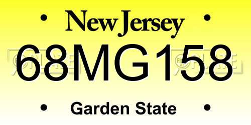 68MG158 New Jersey License Plate