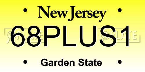 68PLUS1 New Jersey License Plate