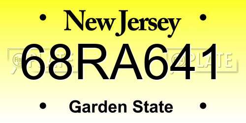 68RA641 New Jersey License Plate