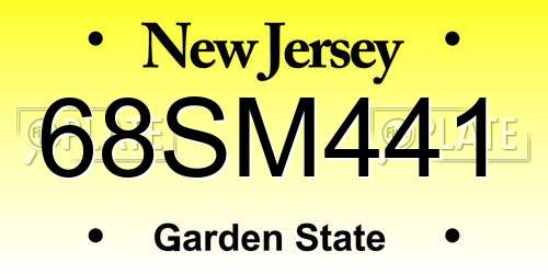 68SM441 New Jersey License Plate