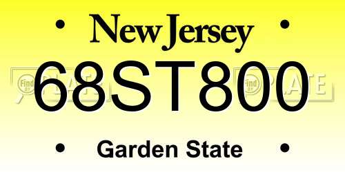 68ST800 New Jersey License Plate