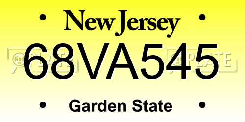68VA545 New Jersey License Plate