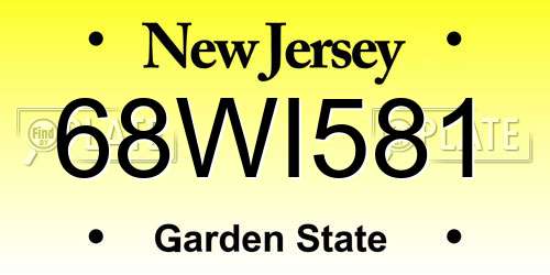 68WI581 New Jersey License Plate