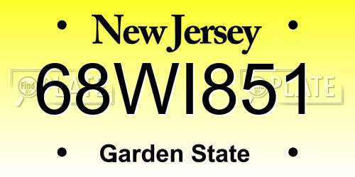 68WI851 New Jersey License Plate