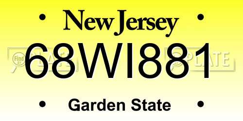 68WI881 New Jersey License Plate