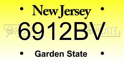 6912BV New Jersey License Plate