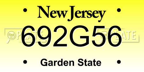 692G56 New Jersey License Plate
