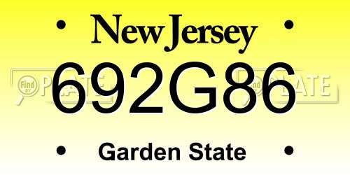 692G86 New Jersey License Plate