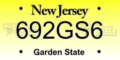 692GS6 New Jersey License Plate