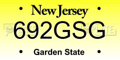 692GSG New Jersey License Plate