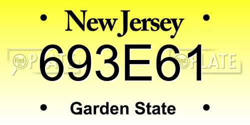 693E61 New Jersey License Plate