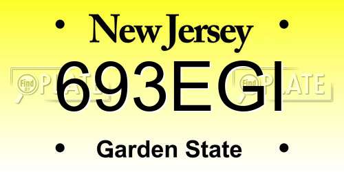 693EGI New Jersey License Plate