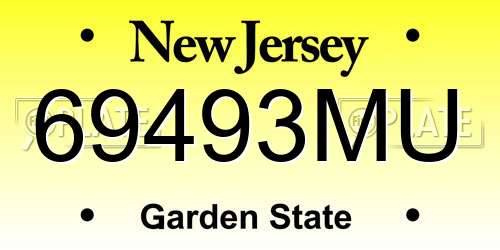 69493MU New Jersey License Plate