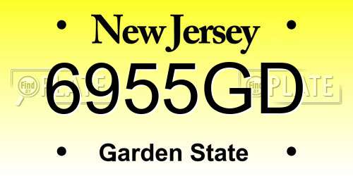 6955GD New Jersey License Plate