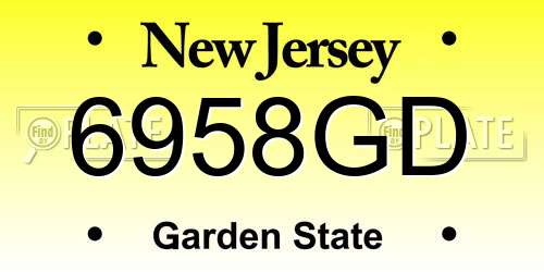 6958GD New Jersey License Plate