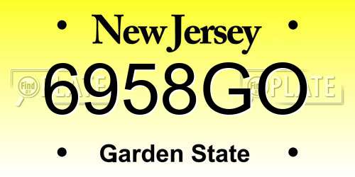 6958GO New Jersey License Plate