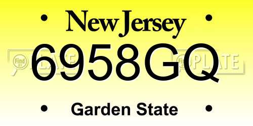 6958GQ New Jersey License Plate