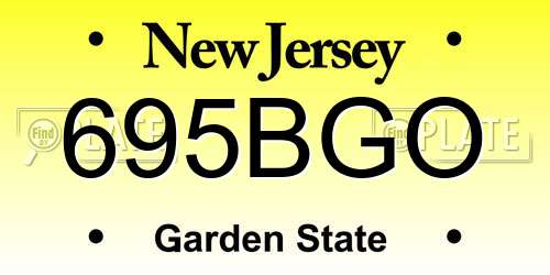 695BGO New Jersey License Plate