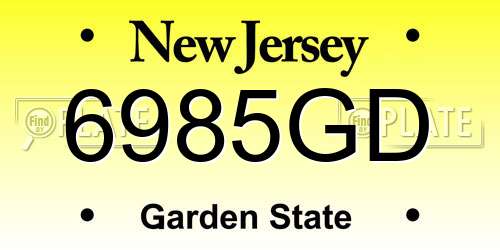6985GD New Jersey License Plate