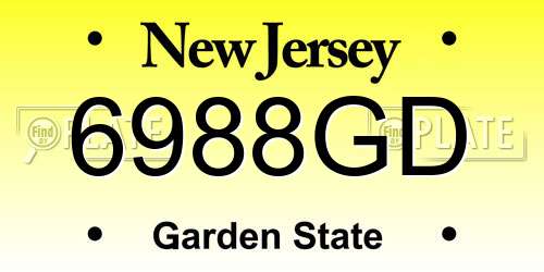 6988GD New Jersey License Plate