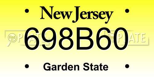 698B60 New Jersey License Plate
