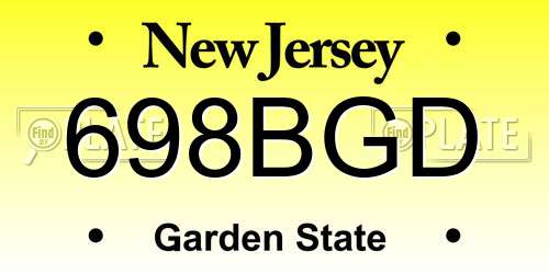 698BGD New Jersey License Plate