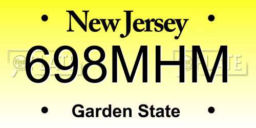698MHM New Jersey License Plate