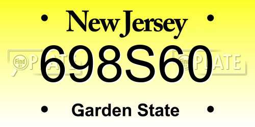 698S60 New Jersey License Plate