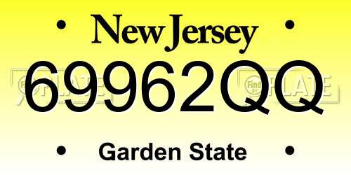 69962QQ New Jersey License Plate