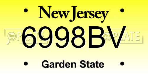 6998BV New Jersey License Plate