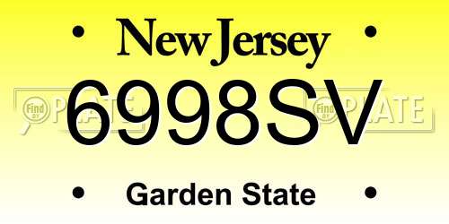 6998SV New Jersey License Plate