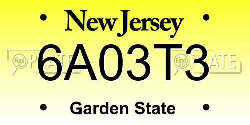 6A03T3 New Jersey License Plate