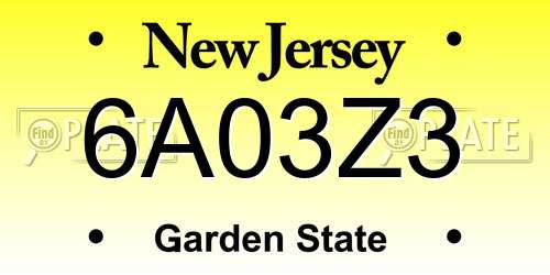 6A03Z3 New Jersey License Plate