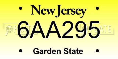 6AA295 New Jersey License Plate