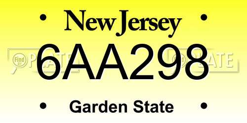 6AA298 New Jersey License Plate