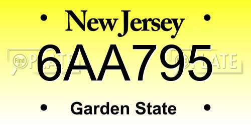 6AA795 New Jersey License Plate