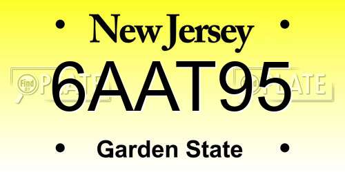 6AAT95 New Jersey License Plate