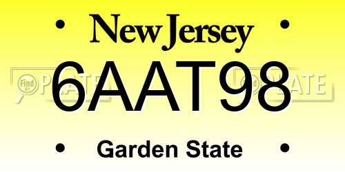6AAT98 New Jersey License Plate