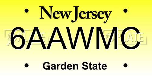 6AAWMC New Jersey License Plate