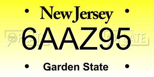 6AAZ95 New Jersey License Plate