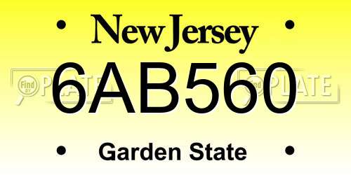 6AB560 New Jersey License Plate