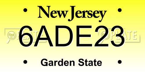 6ADE23 New Jersey License Plate